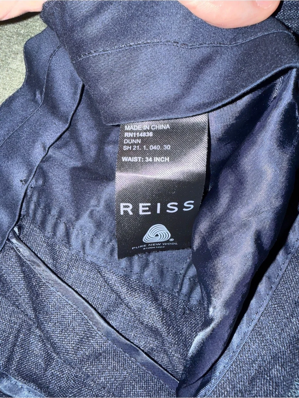 Reiss Men's Dark Navy Adjustable Dress Trousers